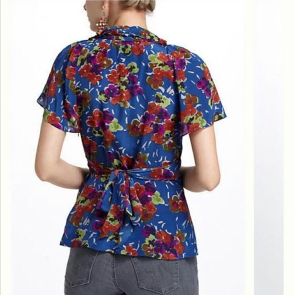 Anthropologie Girls from Savoy blue floral blouse sz 2 - Picture 3 of 7